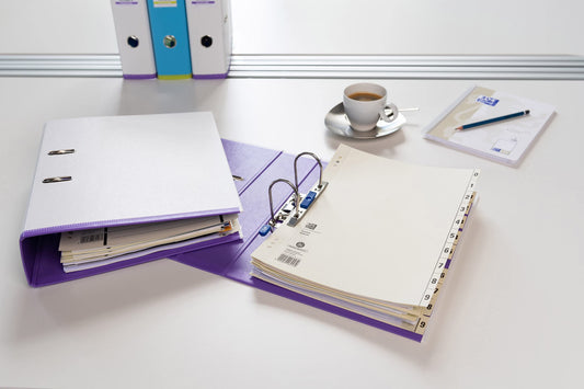 Oxford Ordner A4, myColour, 8 cm breit, zweifarbig in weiß und violett, 10 Stück