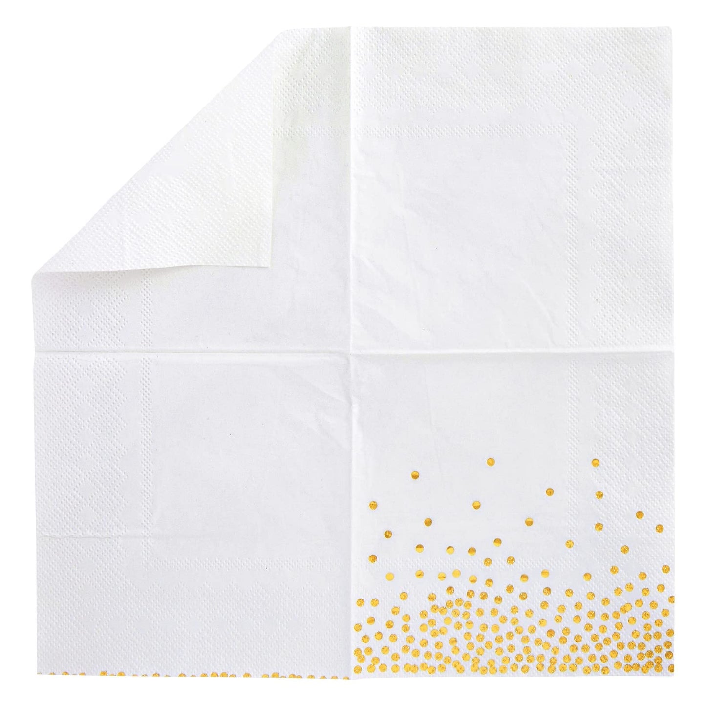Juvale Einweg-Papierservietten (Set, 100 Stück) - 3-Lagig, Cocktailservietten - Für Partys, Feste - Weiß/Goldfarbenes Konfetti, 12,7 x 12,7 cm