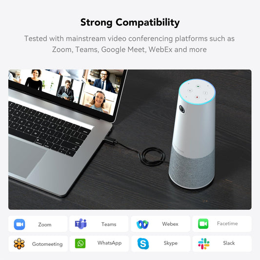 Nuroum C20 1080P Webcam für Videokonferenz, Rauschunterdrückung/100° Weitwinkel/4m Tonaufnahme, Kamera mit Mikrofon und Lautsprecher für Konferenzräume, USB Plug&Play für PC/Laptop