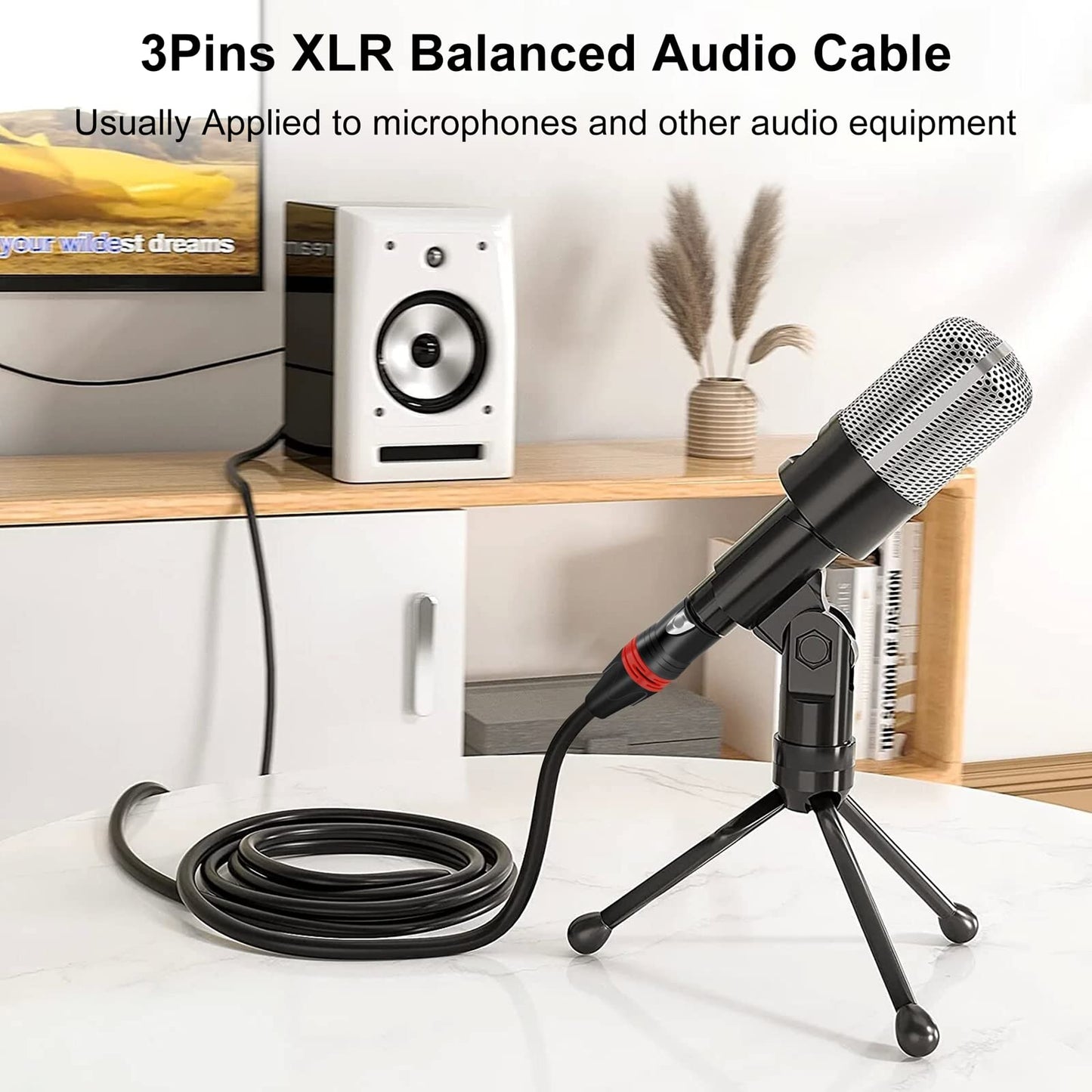 SLDXIAN XLR Kabel, Mikrofonkabel XLR Stecker auf XLR Busche, XLR Verlängerung für Verstärker, Mixer, Lautsprecher (1M)