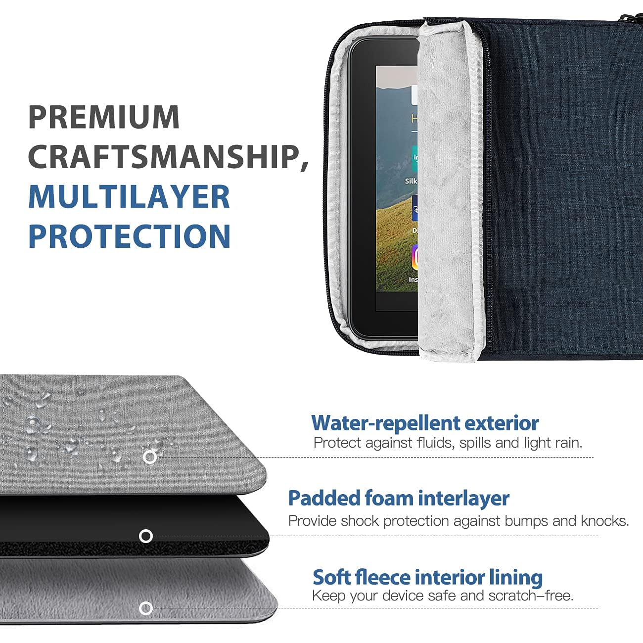 TiMOVO 8-9 Zoll Tablet Tasche für das Neue iPad mini 7 (A17 Pro, 2024), iPad mini 6 (8,3-Zoll, 2021), iPad mini 5/4/3/2/1, Schutztasche mit Mehreren Fächern, Indigo