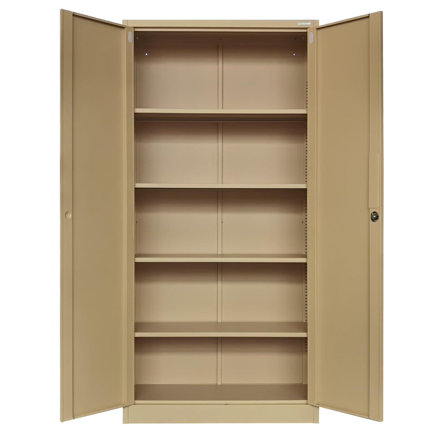 Jan Nowak Aktenschrank C001 Büroschrank Metallschrank Stahlschrank Aufbewahrungsschrank Pulverbeschichtet 4 Verstellbare Fachböden Abschließbar 185 cm x 90 cm x 40 cm (Beige)