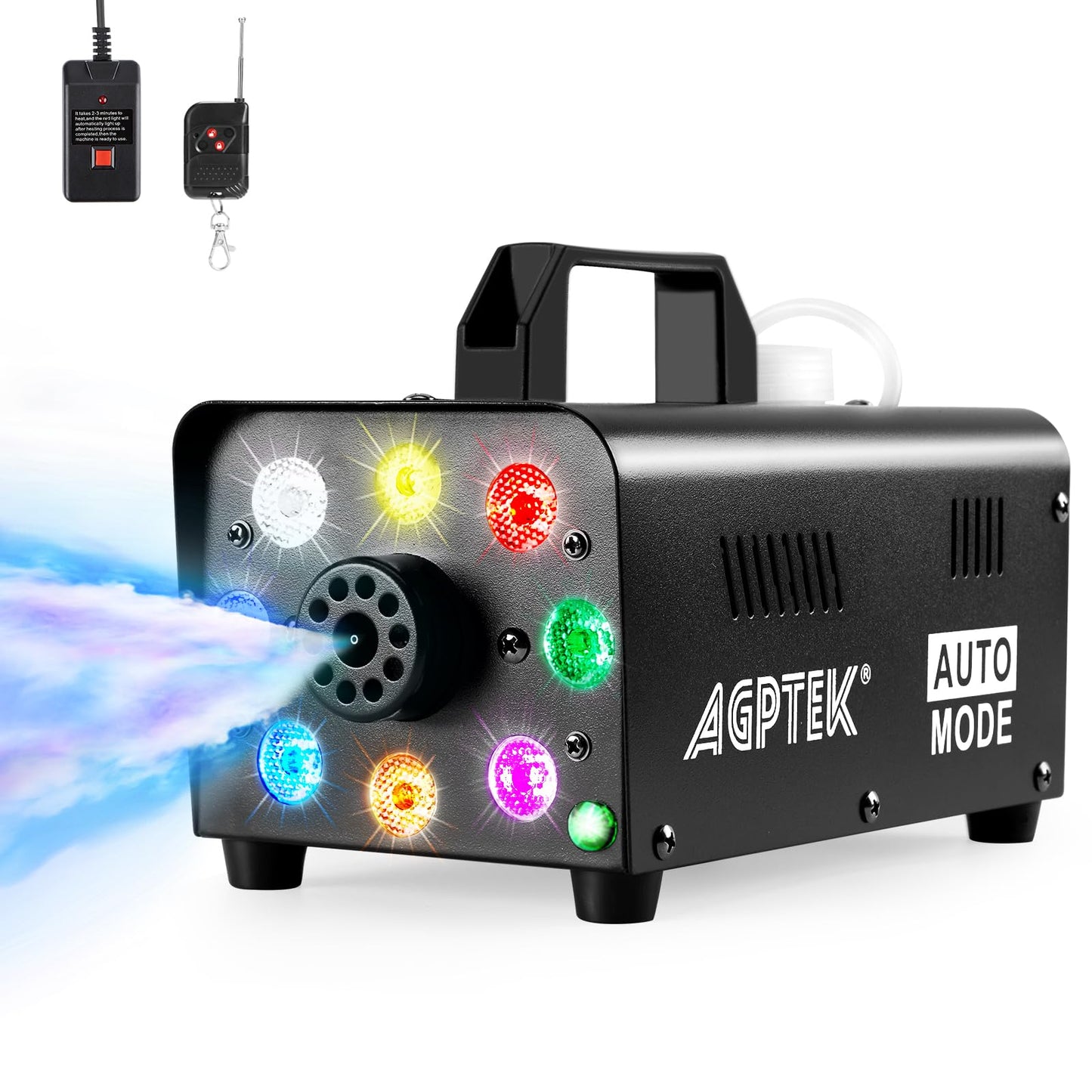 Nebelmaschine, AGPtEK Nebel Maschine mit kabelloser Fernbedienung UND LED Licht, 500 WATT Stabil & Tragbar, Passend für Halloween, Weihnachten, Hochzeitsfeiern & Bühnenauftritte usw