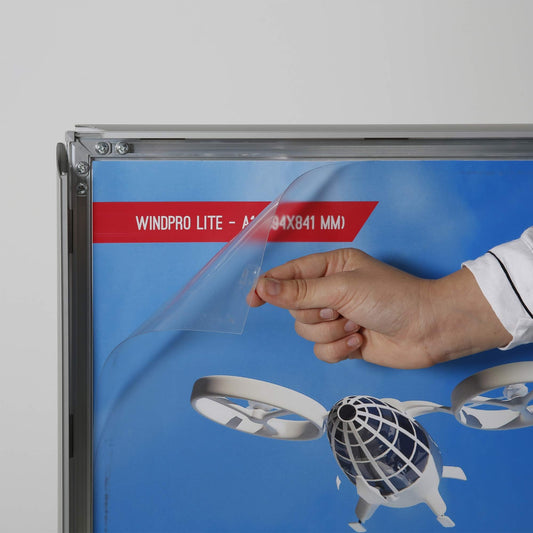 DISPLAY SALES Plakatständer WindPro® SLIM | Kundenstopper OUTDOOR in DIN A1 | Plakataufsteller A1 wetterfest in silber | Aufsteller Werbung beidseitig nutzbar für 2 Plakate