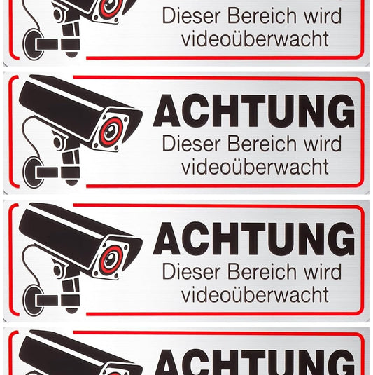 5 x Brandengel® Achtung Dieser Bereich wird videoüberwacht Aufkleber - Schild Edelstahl Optik extra Starke Folie - Sticker (Achtung Dieser Bereich wird videoüberwacht) für den Briefkasten - 5St