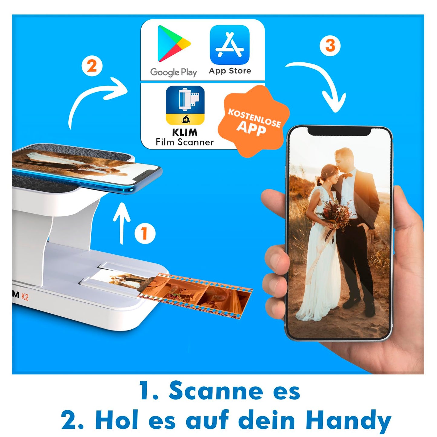 KLIM K2 Mobile Film Scanner 35mm + NEU + Positiv- & Negativ- Dia Scanner + Fotoscanner zum digitalisieren + Diascanner + Deine eigene Entwicklungsstation zu Hause + Dias selbst digitalisieren