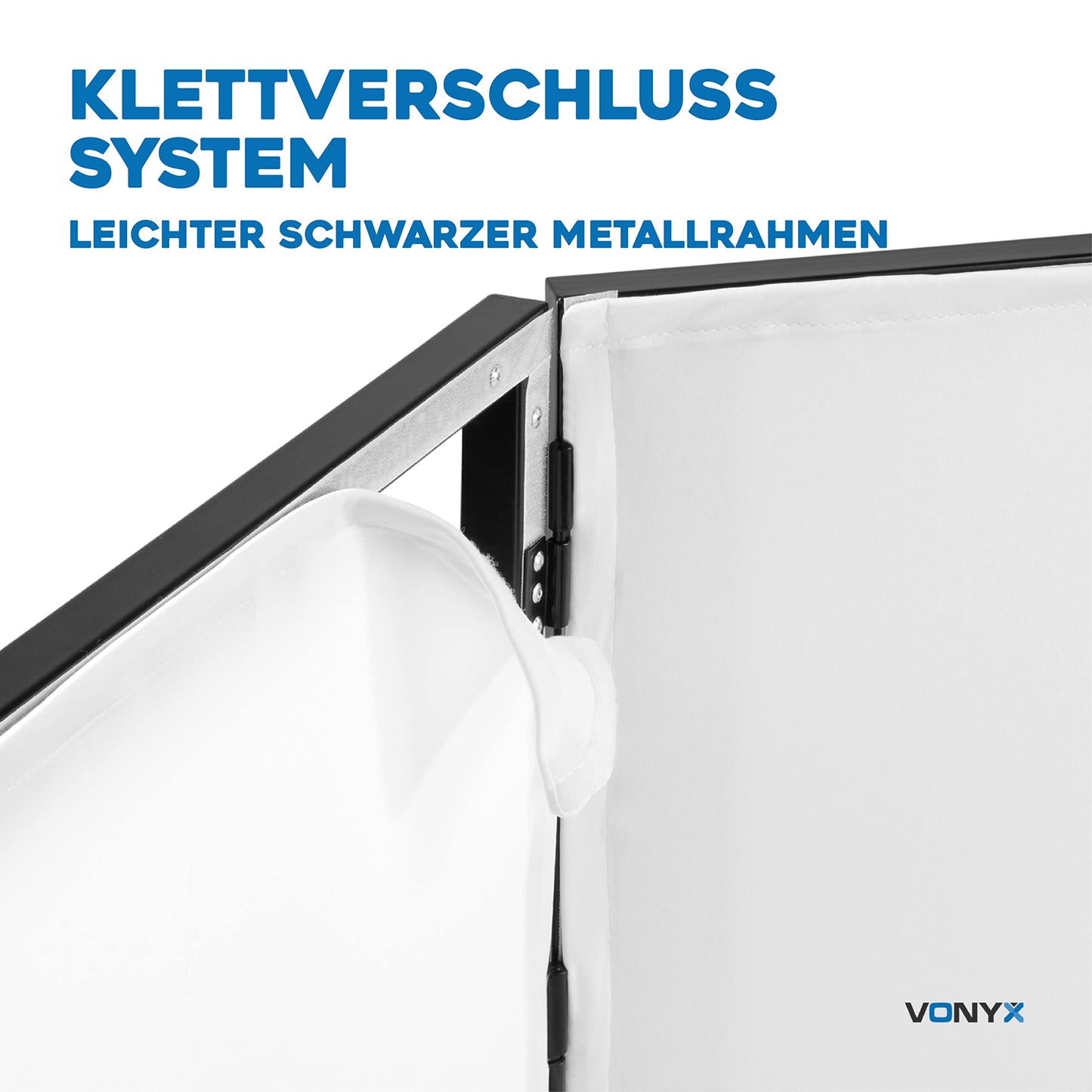 Vonyx DB4 Pro DJ Pult, faltbares DJ Tisch Mobil, Klappbar, DJ Booth mit weißer und schwarzer Verkleidung, mobiler DJ Stand, DJ Equipment für mobile DJs auf Feierlichkeiten