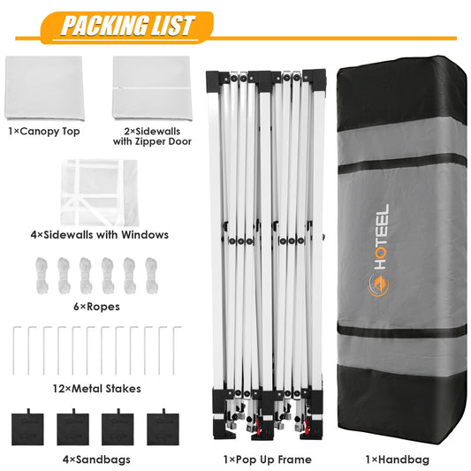 HOTEEL Pavillon 3x6 mit Seitenwnden, Faltpavillon 3x6 Wasserdicht Stabil Winterfest mit 4 Sandsäcke, Einfach Einzurichten Partyzelt für Outdoor-Party, Garten, Hochzeit, Event, Weiß
