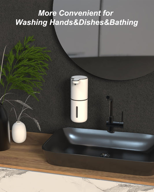 Seifenspender Automatisch, Dalugo USB C Wiederaufladbar Seifenspender Wandbefestigung 380ml Elektrischer Seifenspender mit Sensor, 4 Stufen Verstellbar Seifenspender Weiß für Küche Badezimmer