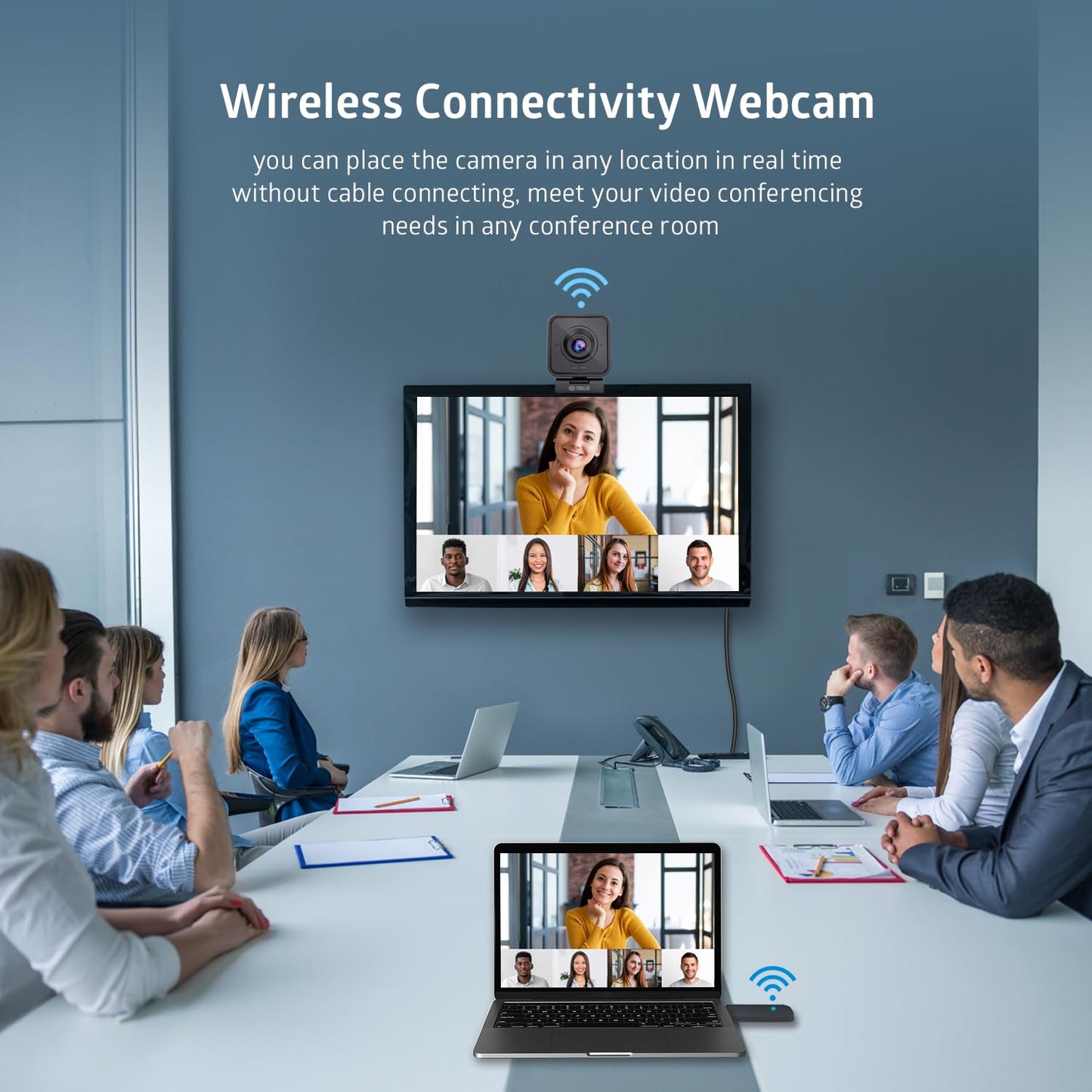 TOALLIN Kabellose Webcam für PC, 1080P Full HD Wireless Webcam, integriertes Mikrofon mit Geräuschunterdrückung, kabellose Computerkamera für Videokonferenzen/Live-Streaming/Online-Videoanrufe
