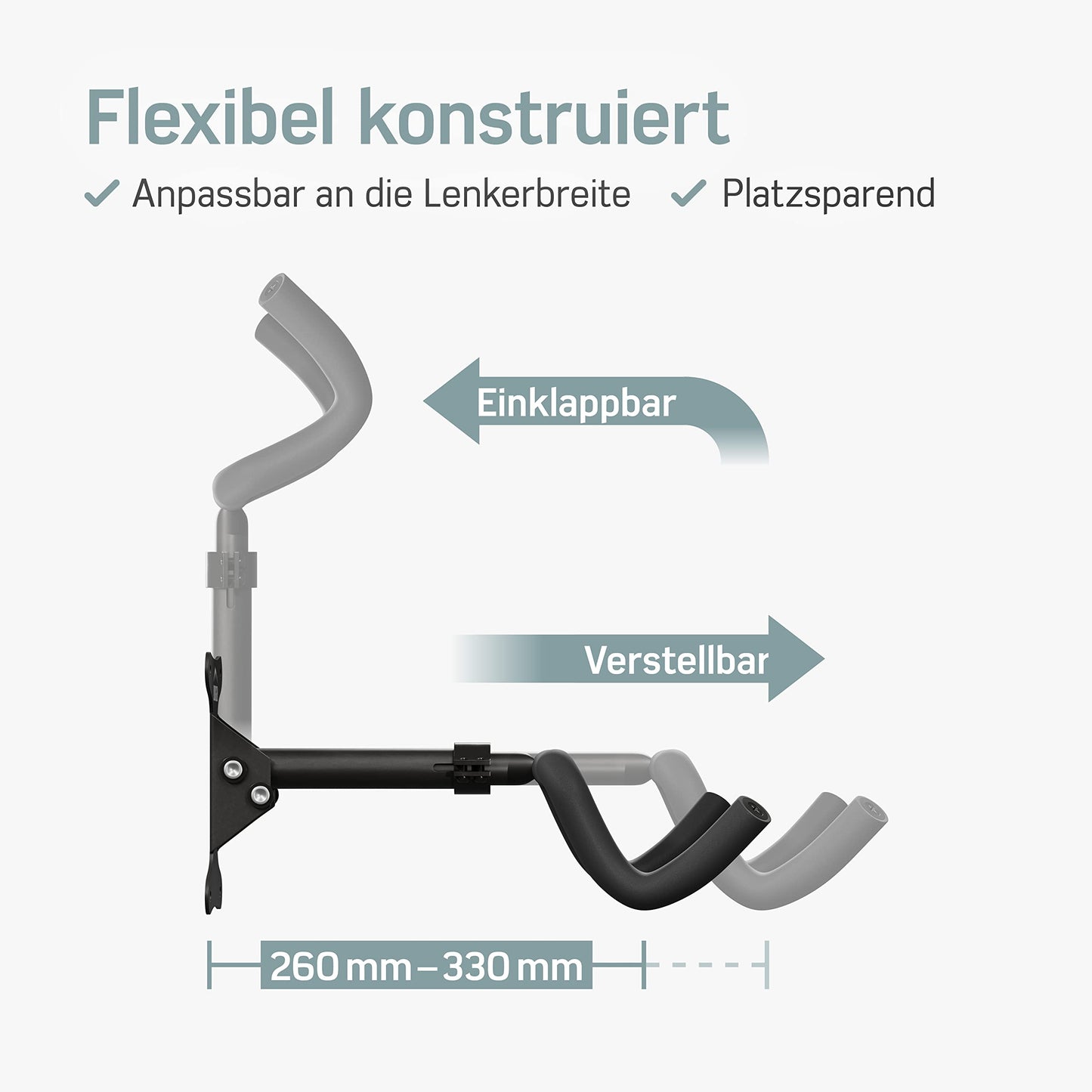 Borgen Fahrrad Wandhalterung I Fahrradhalter - Winkel und Wandabstand einstellbar bis 20 kg, klappbar, MTB, Rennrad - extra softe Polsterung