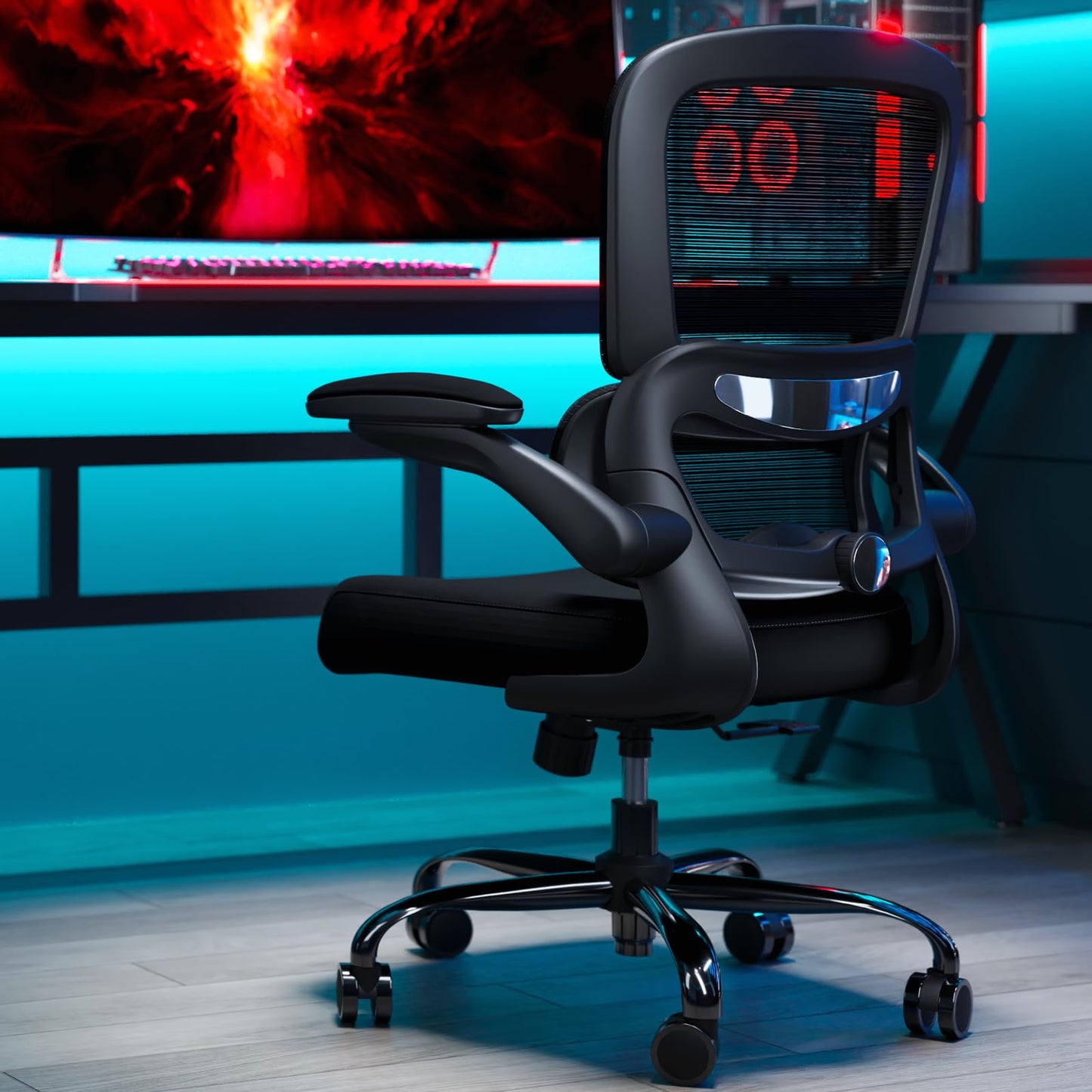 TRALT Bürostuhl Schreibtischstühle Mesh Computer Schreibtischstuhl mit Rollen Ergonomischer Bürostuhl Höhenverstellbar Drehstuhl Arbeitsstuhl (Schwarz)