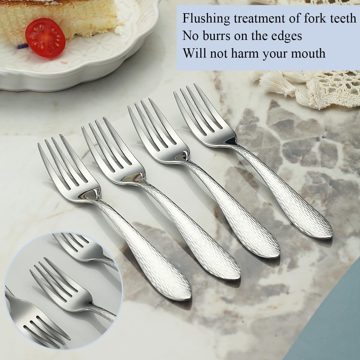 Kyraton Dessertgabeln 12 Stück 14cm, Edelstahl Gebäck Gabeln Set, Obst Gabeln, Mini Kuchen Gabeln, Vorspeise Gabeln für Haus, Hochzeit, Party, Café, spülmaschinenfest