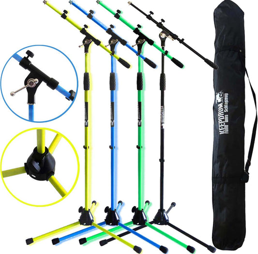 keepdrum MS106 Mikrofonständer Mikrofonstativ mit Galgen u. Metall-Sockel + Tragetasche SB-03 (Gelb)