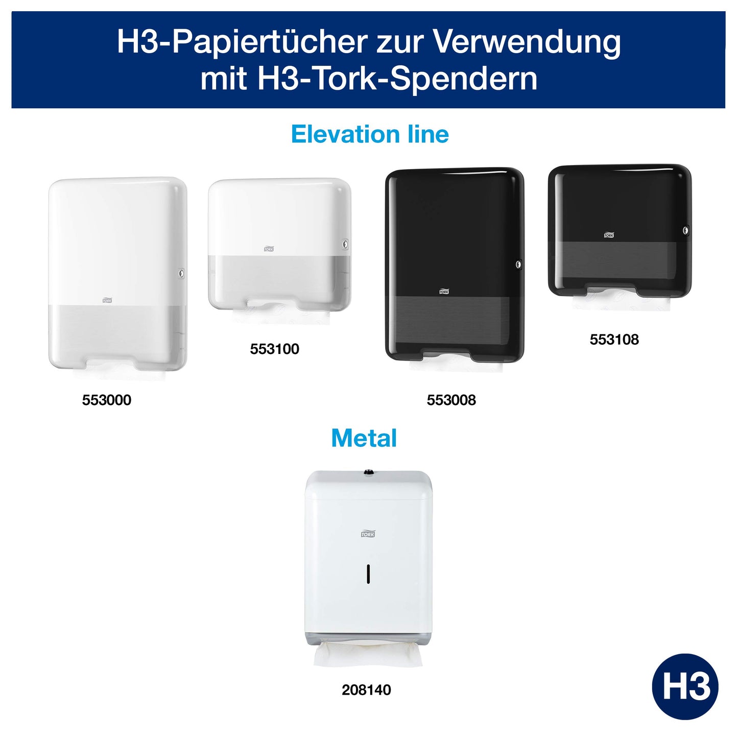Tork Zickzack Papierhandtücher Advanced 290163 - H3 Falthandtücher für Papierhandtuchspender - saugfähig und reißfest, 2-lagig, weiß, groß - 15 x 250 Tücher