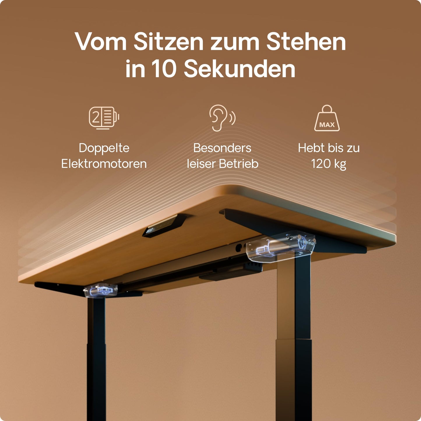 Desktronic Höhenverstellbarer Schreibtisch 160x80 cm - Stabiler Schreibtisch Höhenverstellbar Elektrisch - Standing Desk mit Touchscreen und Integrierten Ladesteckern