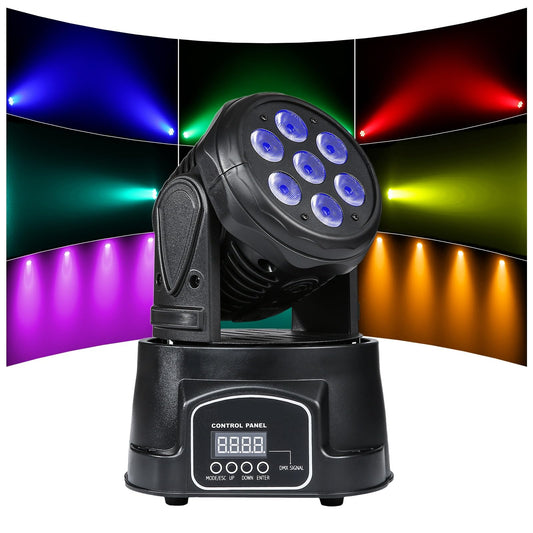 ZKYMZL LED Mini Moving Head, bewegliche Köpfe Bühnenlichter, 7 x 12 W, 9/14 Kanäle, DJ-Lichter, DMX512 Tanzlichter, RGBW Light Effects für Party Hochzeit Club Bar Show...