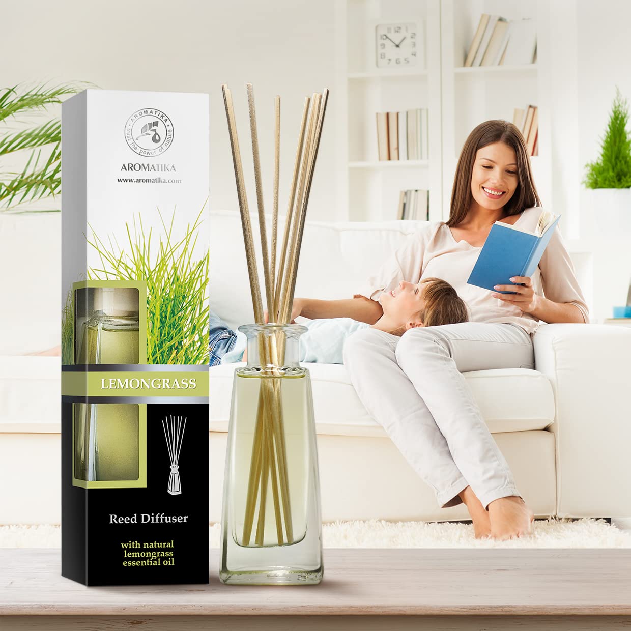Raumduft Diffuser Zitronengras 100ml - Natürliches ätherisches Zitronengrasöl - Lufterfrischer - Raumbeduftung - Frischer und Langanhaltender Aroma