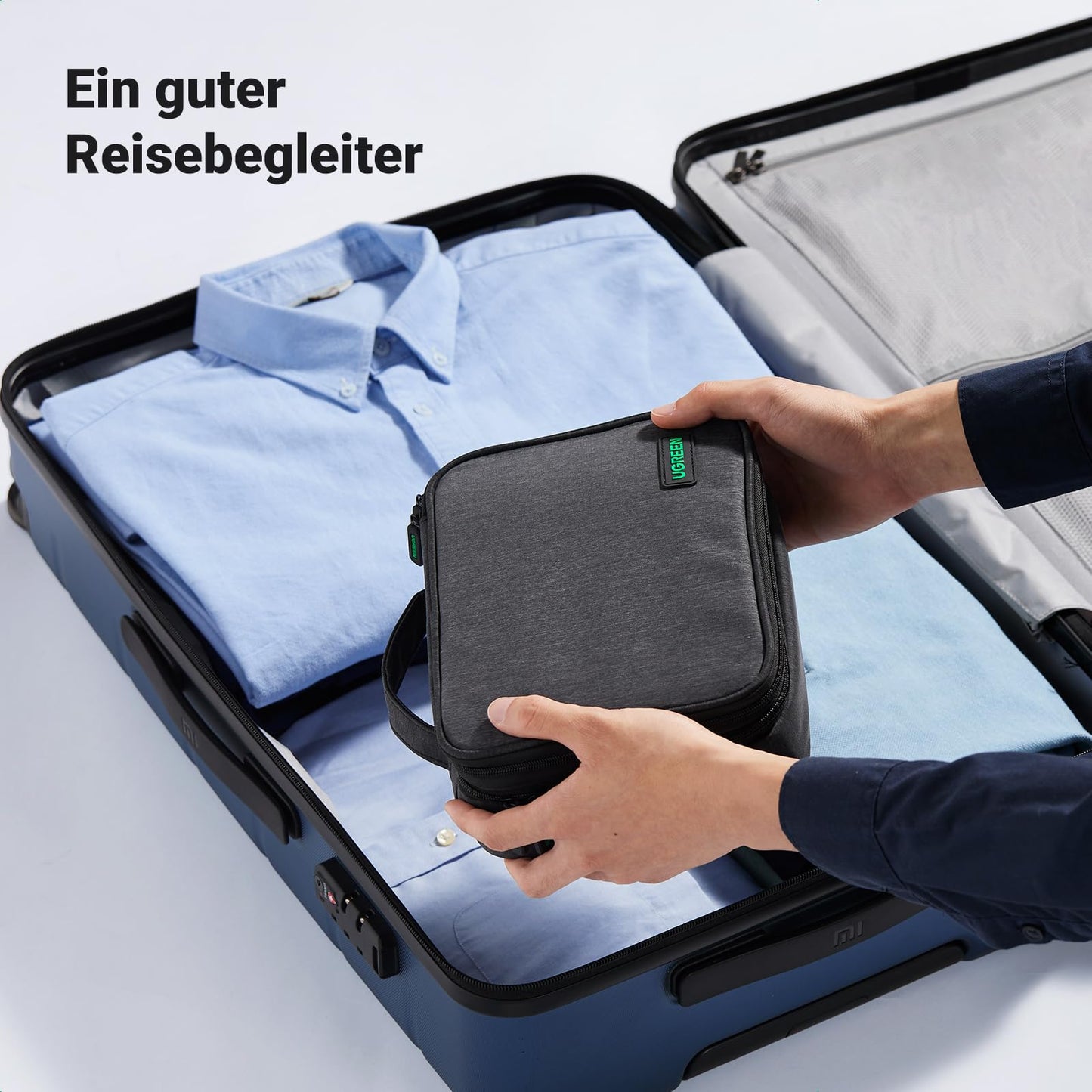 UGREEN Elektronik Reise Kabeltasche universal Travel Cable Organizer Electronics Accessories Case 2 Schicht große Elektronische Zubehör Tasche für Kabel, Ladegerät, Powerbank, Tablet