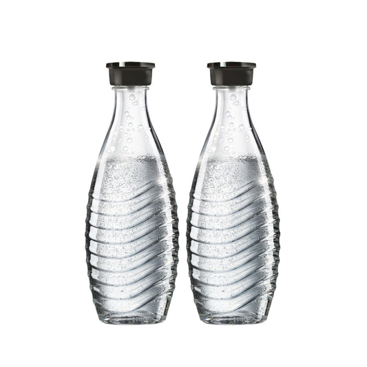 SodaStream 0,8L CRYSTAL Glaskaraffe | Spülmaschinenfest | Kompatibel mit Crystal & Penguin | elegantes Design | 2er-Pack