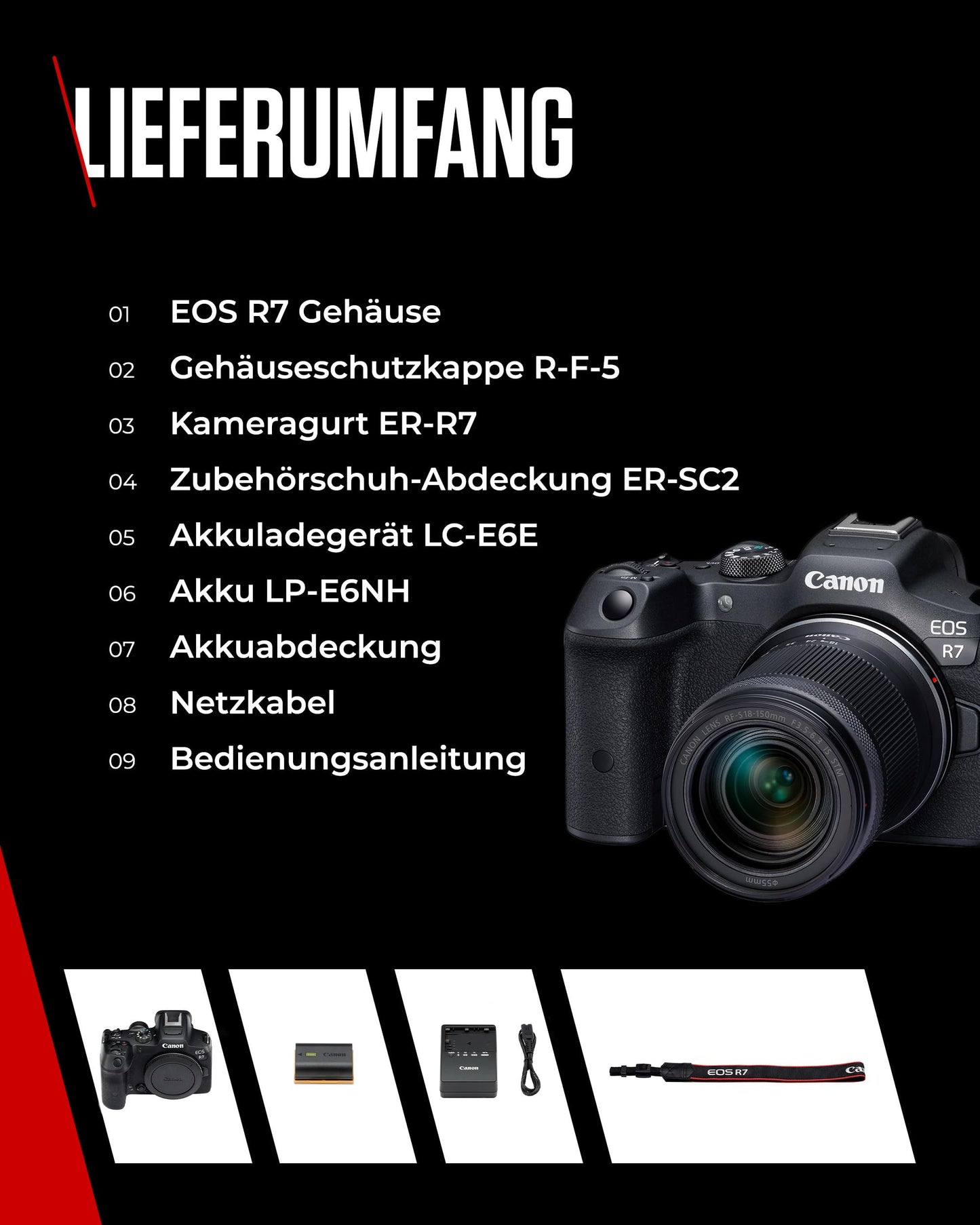 Canon EOS R7 Kamera spiegellose Camera (DSLR Upgrade, Hybridkamera, 4K/30p Videoaufnahmen, bis zu 15 B/s, WLAN, Deep-Learning Dual Pixel CMOS AF II Fokussystem) schwarz