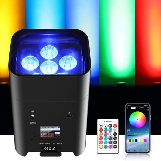 UKing 6 * 18W akku led par strahler wiederaufladbarer, RGBWA+UV disco licht Scheinwerfer Bühnenlicht mit mit Fernbedienung, unterstützt APP/2,4 GHz/DMX-Steuerung für DJ Party Hochzeiten
