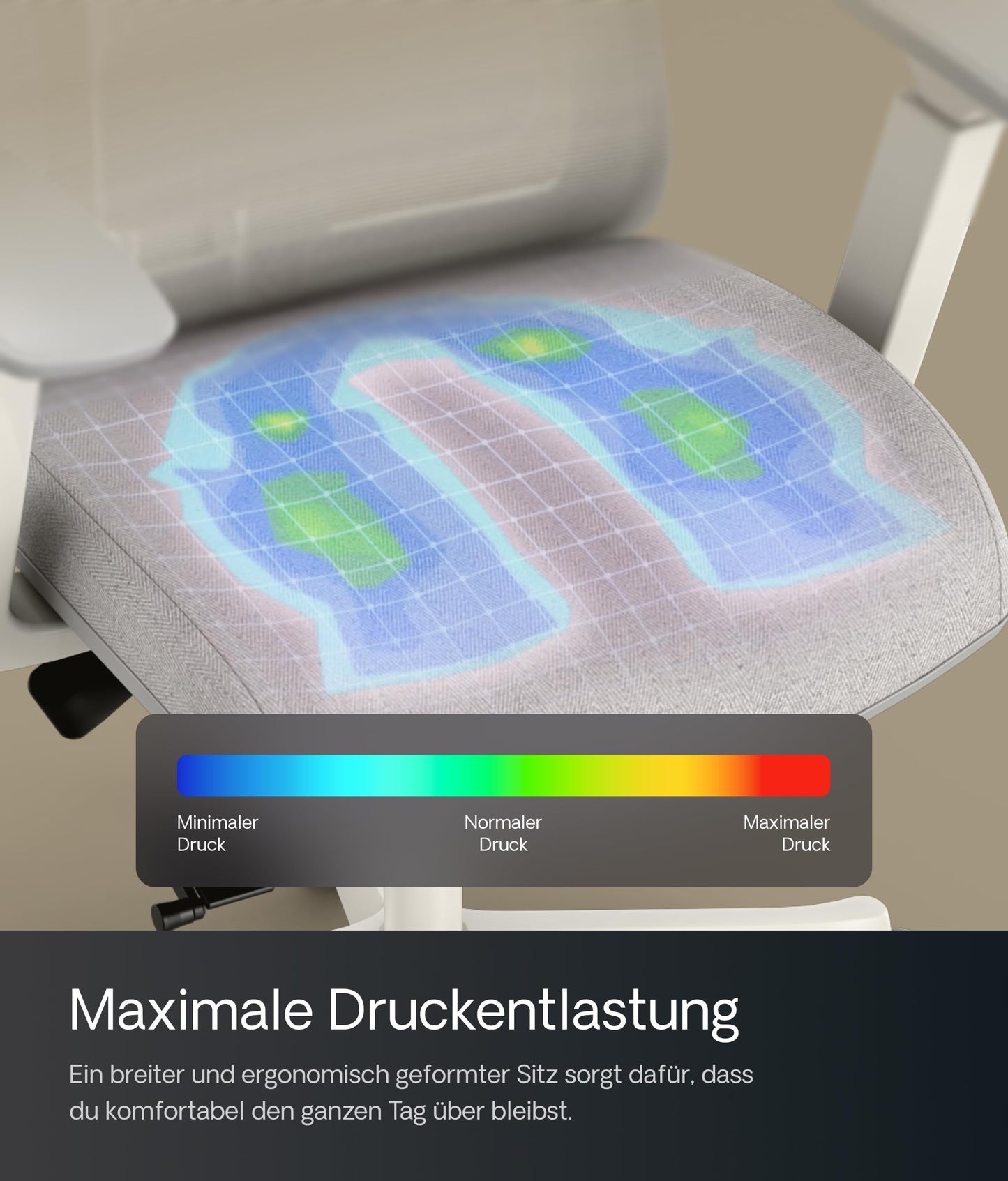 Desktronic Verstellbarer ergonomischer Bürostuhl | Schreibtischstuhl mit Lendenwirbelstütze - rückenfreundlich- Computerstuhl höhenverstellbar & rückenschonend - breites Polster SitPro (Grau)