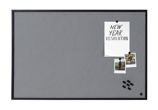 Bi-Office Pinnwand New Basic, Grauem Filz mit Schwarzem Holzrahmen, 585x385 mm