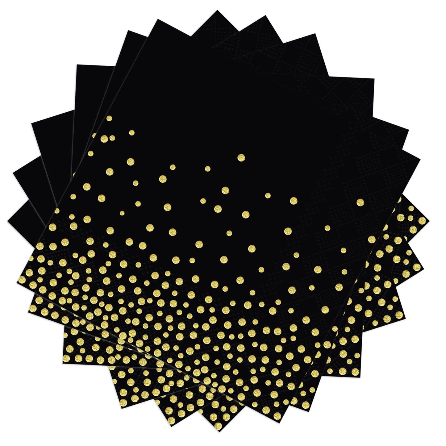 Servietten, Goldfolie Party Servietten Schwarz Golddruck Gepunktete 3-lagig Papier Servierten, 80 Stück Abendessen-Servietten 33x33cm Papierservietten mit metallic Aufdruck