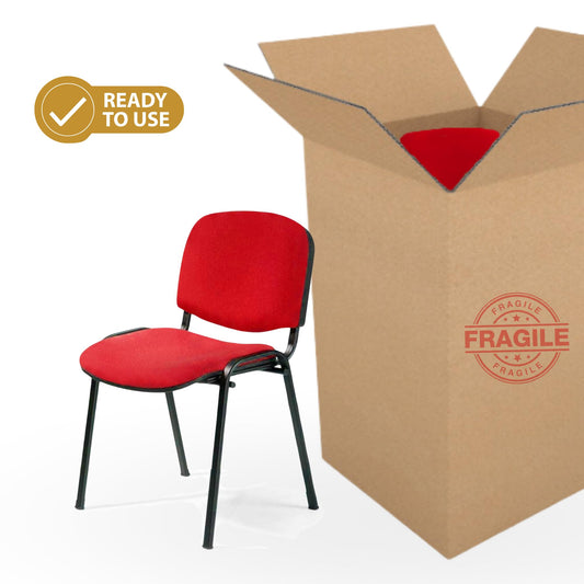 Topsit Büro & More Chrom Besucherstuhl ISO, Bequemer Konferenzstuhl, stapelbar, mit gepolsterter Sitzfläche und Rückenlehne. Einzelner Artikel (Rot)