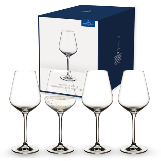 Villeroy & Boch – La Divina Weißweinkelch 4Er Set, Spülmaschinenfest, Weißweingläser, Weingläser Set, Gläser Wein, Gläser Weißwein, Weinglas Set, Außergewöhnliche Gläser, Kristallglas
