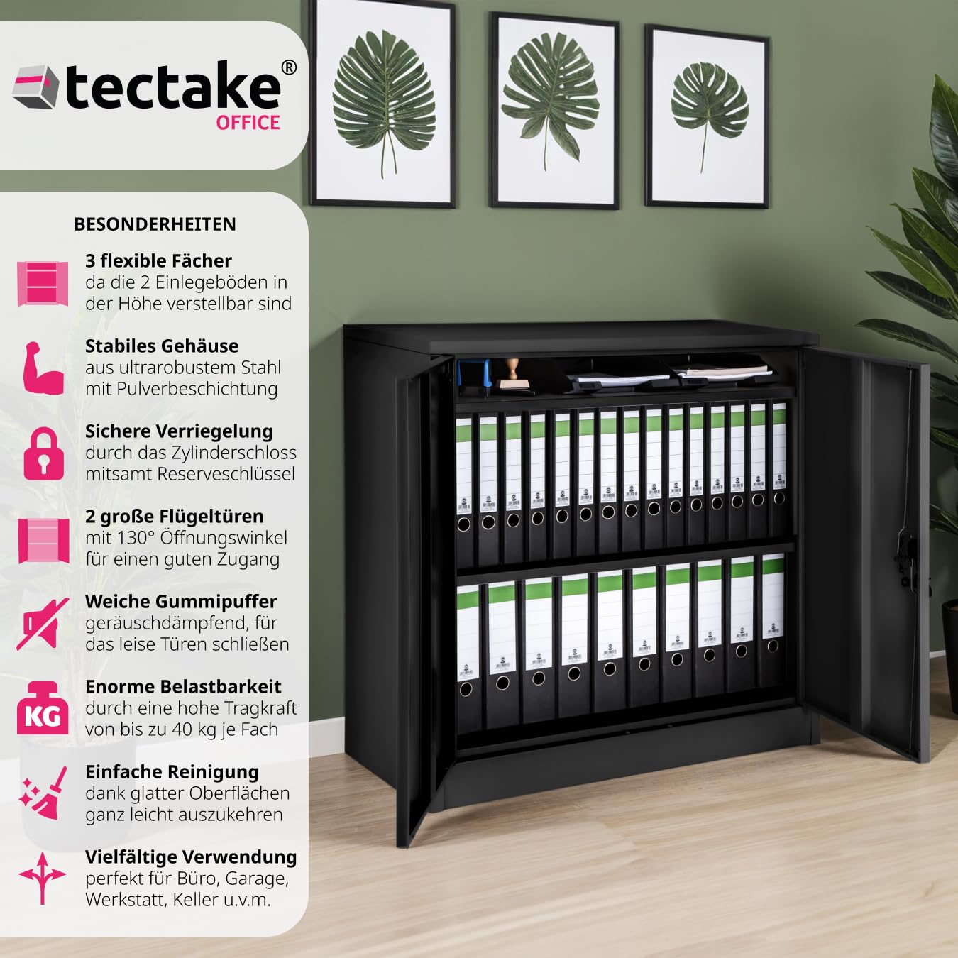 Abschließbarer Metallschrank mit Fächern – Robuster Aktenschrank für Büro & Home-Office