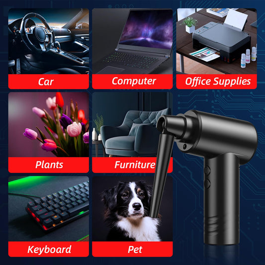 Bürstenloser Motor 150000RPM, Staubgebläse Elektrische Druckluftspray, 3-Gang Tastatur Reinigung Luftspray mit 7500mAh Akku für PC Reinigungsset, Laptop, Auto, sofa,Bürogeräte