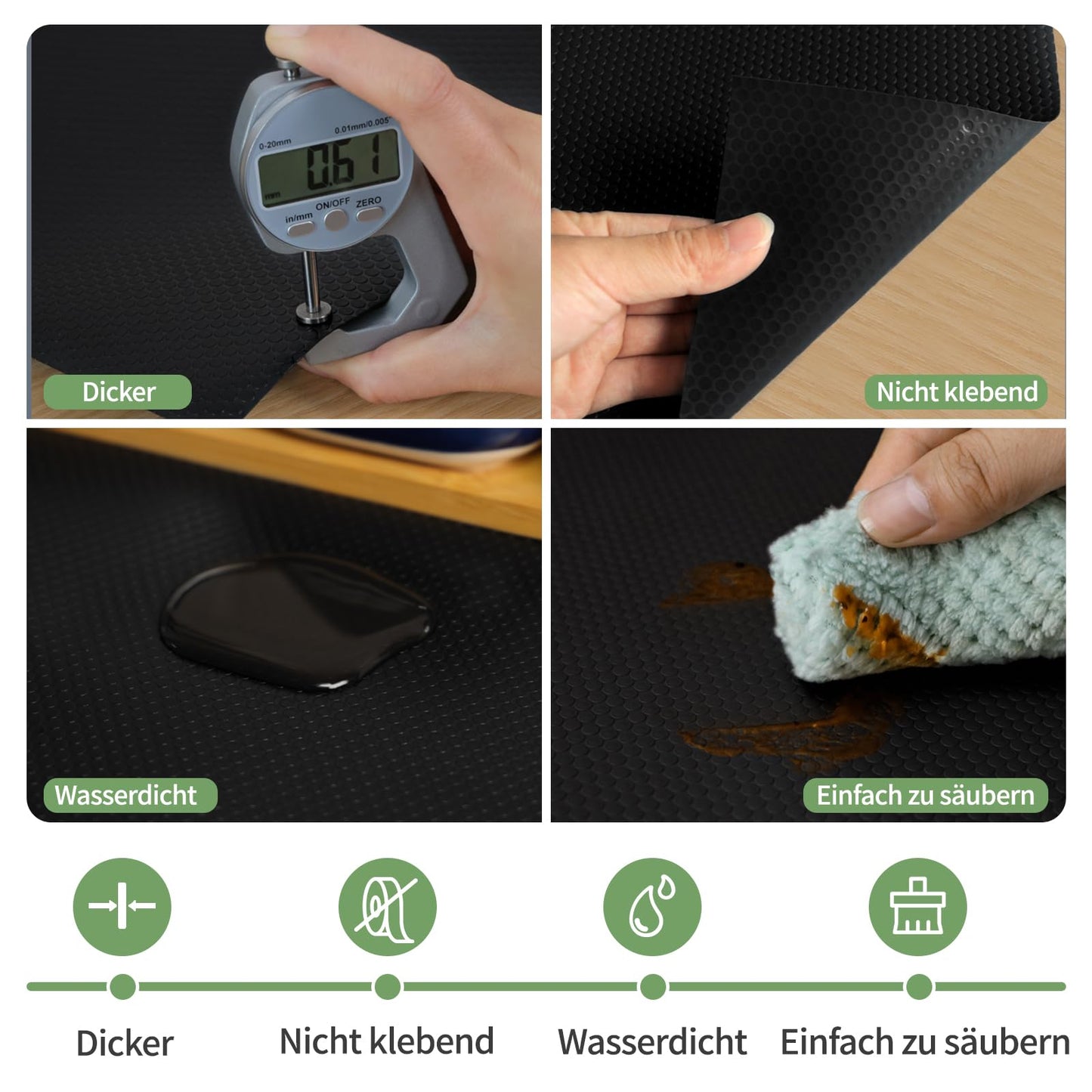 wohomuke Schubladenmatte 55x600cm Matte für schubladen Kühlschrankmatten Für Schubladen Regale Schrank Kühlschrank(Schwarz,55cmx6m)