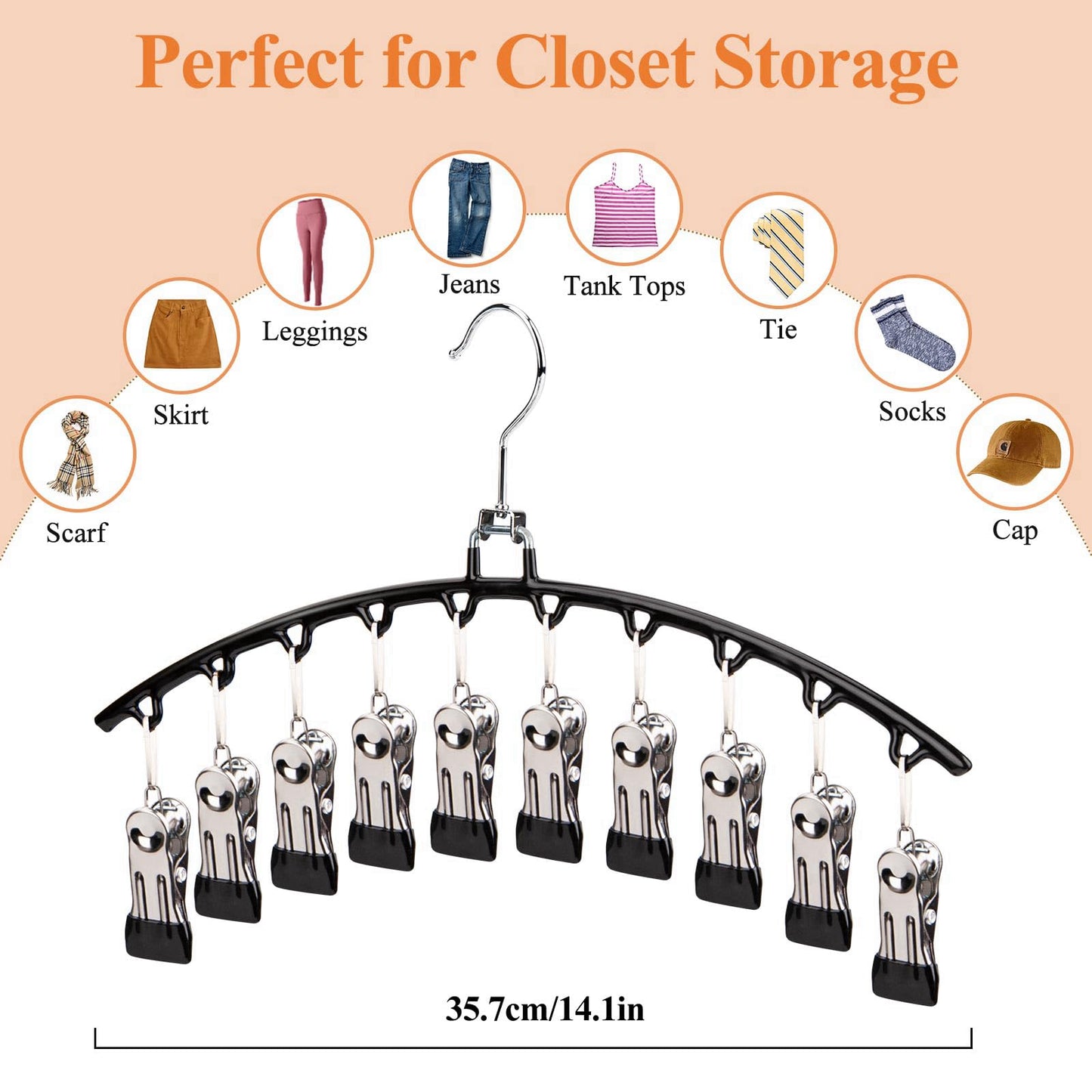 HONZUEN 2 Stück Hosenbügel Platzsparend, Metall Kleiderbügel Platzsparend für Hosen, Hosenbügel Klemmbügel, Hangers Hosen Organizer Hosenhalter für Kleiderschrank Röcke Mützen Leggings(Schwarz)