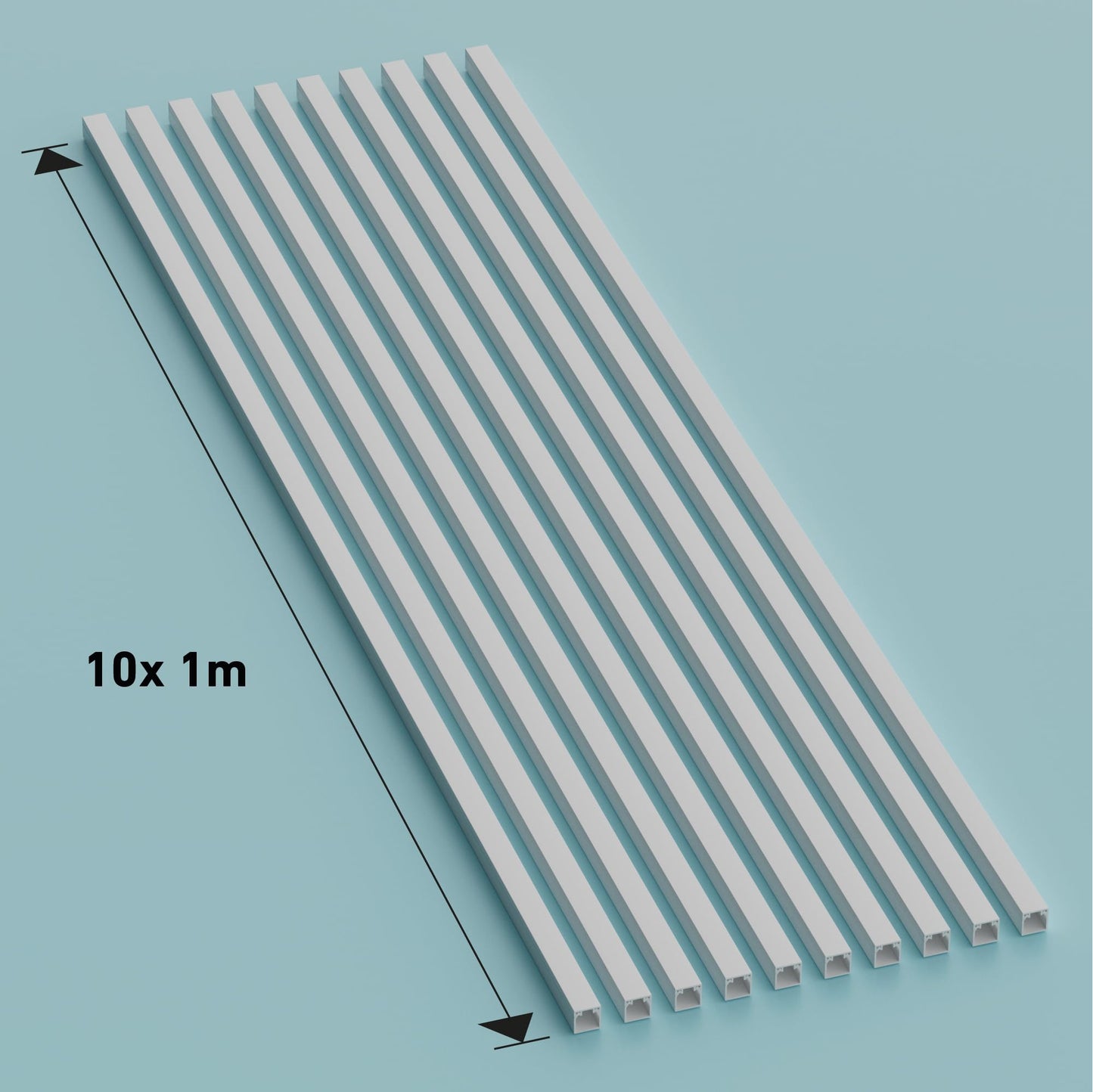D-Line 1D1616W/10 Vierkant-Kabelabdeckung, 16 x 16 mm (B x H), selbstklebend, zum Verbergen und Sortieren von Kabeln Stück je 1 m lang (10-Meter-Multipack) – Weiß, 16x16mm 10 x 1 Lengths
