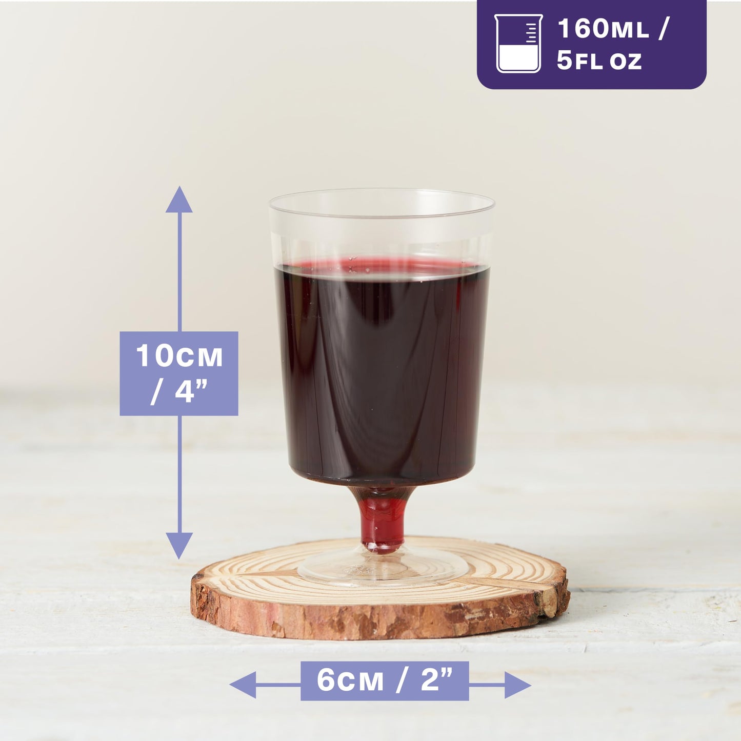 MATANA 50 Premium Weingläser Kunststoff, Plastik Weingläser, 160ml - Mehrweg Cocktailgläser, Weinglas Kunststoff, Weinbecher, Dessertbecher für Hochzeiten, Geburtstage, Partys