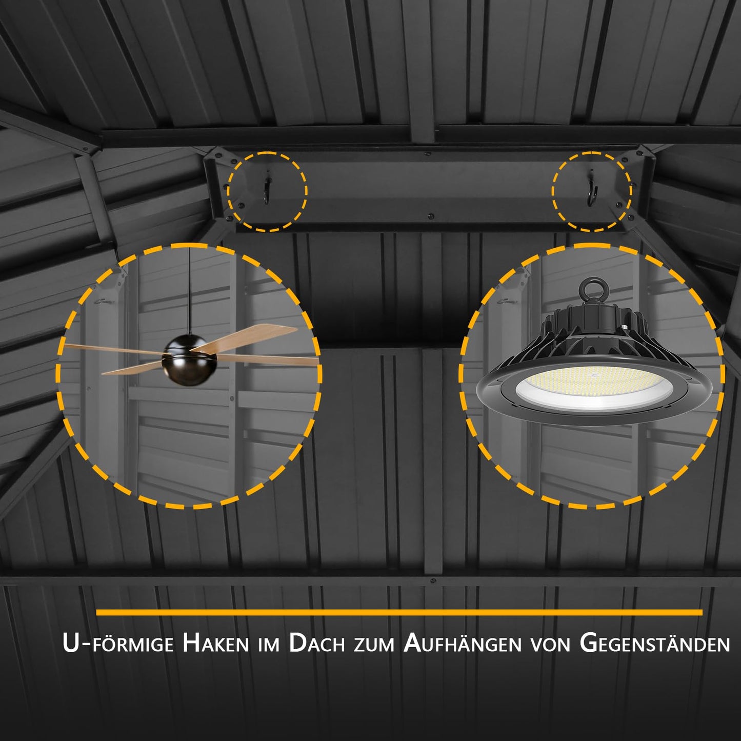 HOTEEL 3x3.65m Hardtop Pavillon Wasserdicht Stabil Winterfest, Gartenpavillon Metall mit Verzinkter Stahl Doppeldach, Alu-Rahmen, Schwer Entflammbare Vorhänge & Moskitonetz, Grau (2025 Aufrüstung)