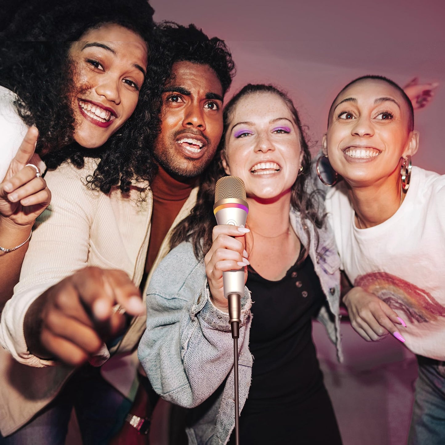 TONOR Dynamisches Karaoke Mikrofon, RGB XLR Gesangsmikrofon zum Singen, Handmikrofon mit 5M Kabel, Weiß Supernieren Microphone für Live-Gesang/Bühne/Lautsprecher/Studio/Zuhause/Party