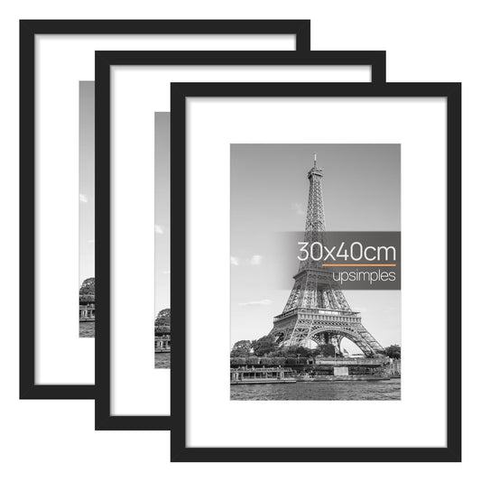 upsimples 3 Pack Bilderrahmen 30x40, Schwarz Rahmen 30x40, Picture Frame für Fotos, Bilder, Poster