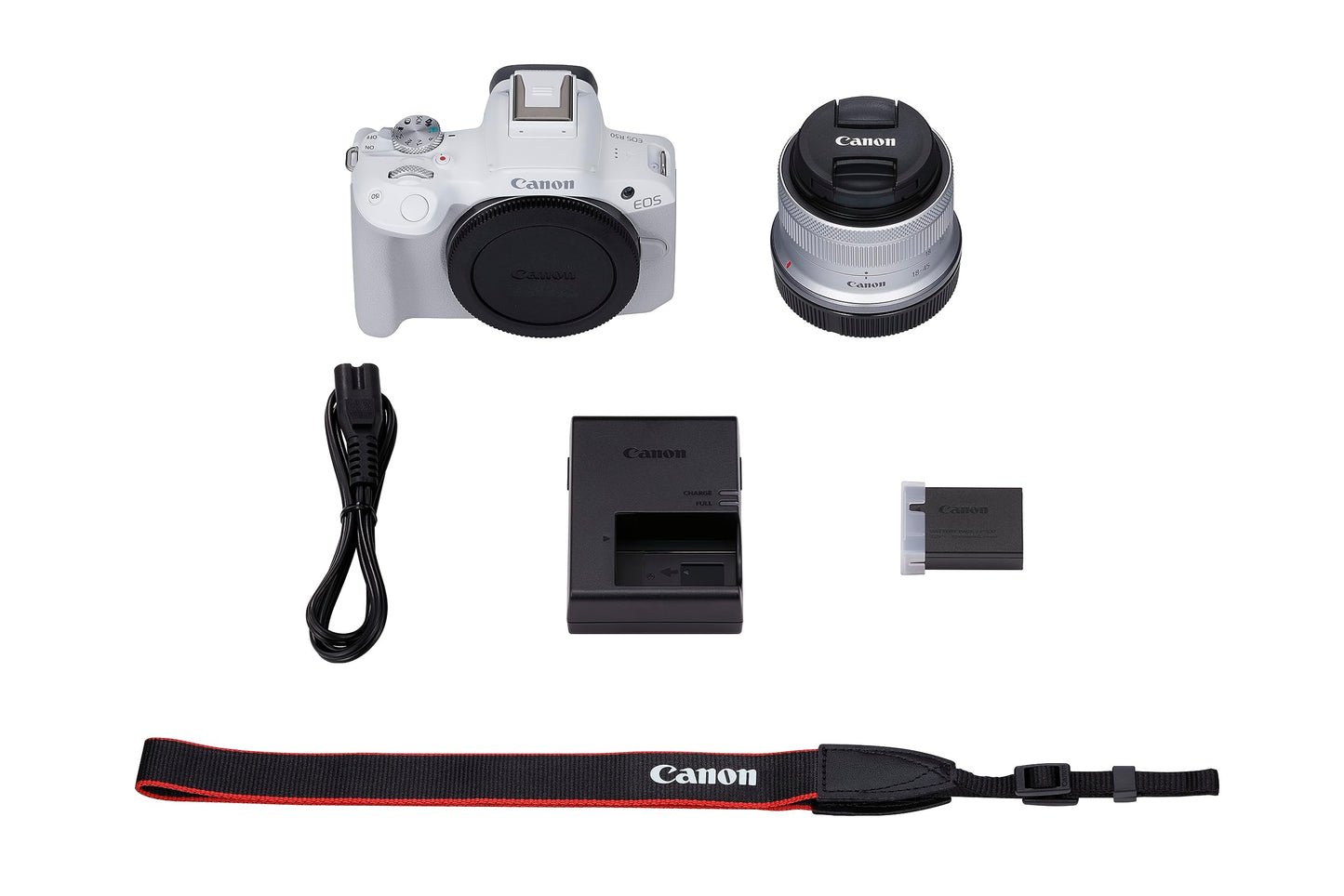Canon EOS R50 Systemkamera + RF-S 18-45 is STM Objektiv - Spiegellose Kamera (Digitalkamera mit Autofokus und Motiverkennung für Augen Tiere Fahrzeuge, 4k Videokamera, 15 Bilder pro Sekunde) weiß