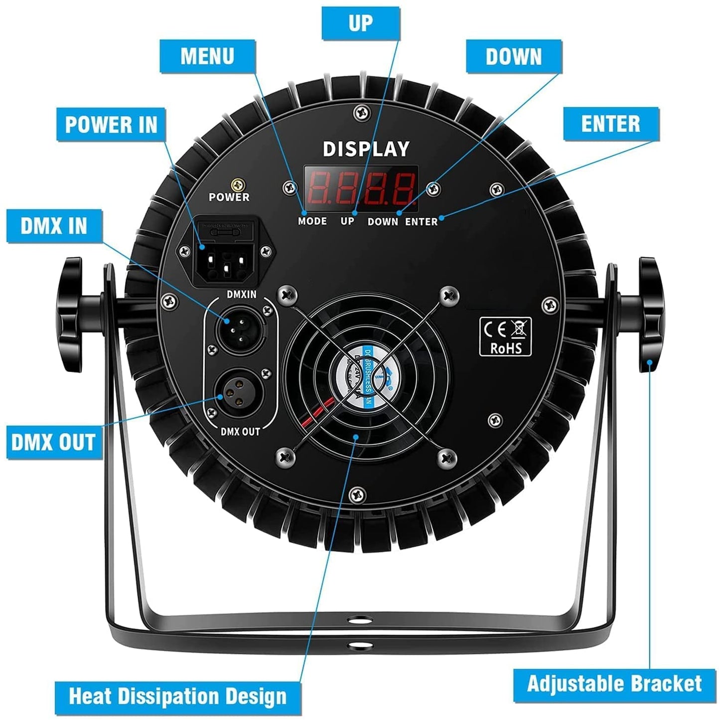 DELIBANG LED Par Scheinwerfer 200W 18 LED Bühnenlicht Strahler Discolicht Partylicht,8CH Par LED Licht RGBW DMX Strobe Sound Aktiv Modus Beleuchtung DJ Lichteffekt für Show Bar KTV Party Halloween
