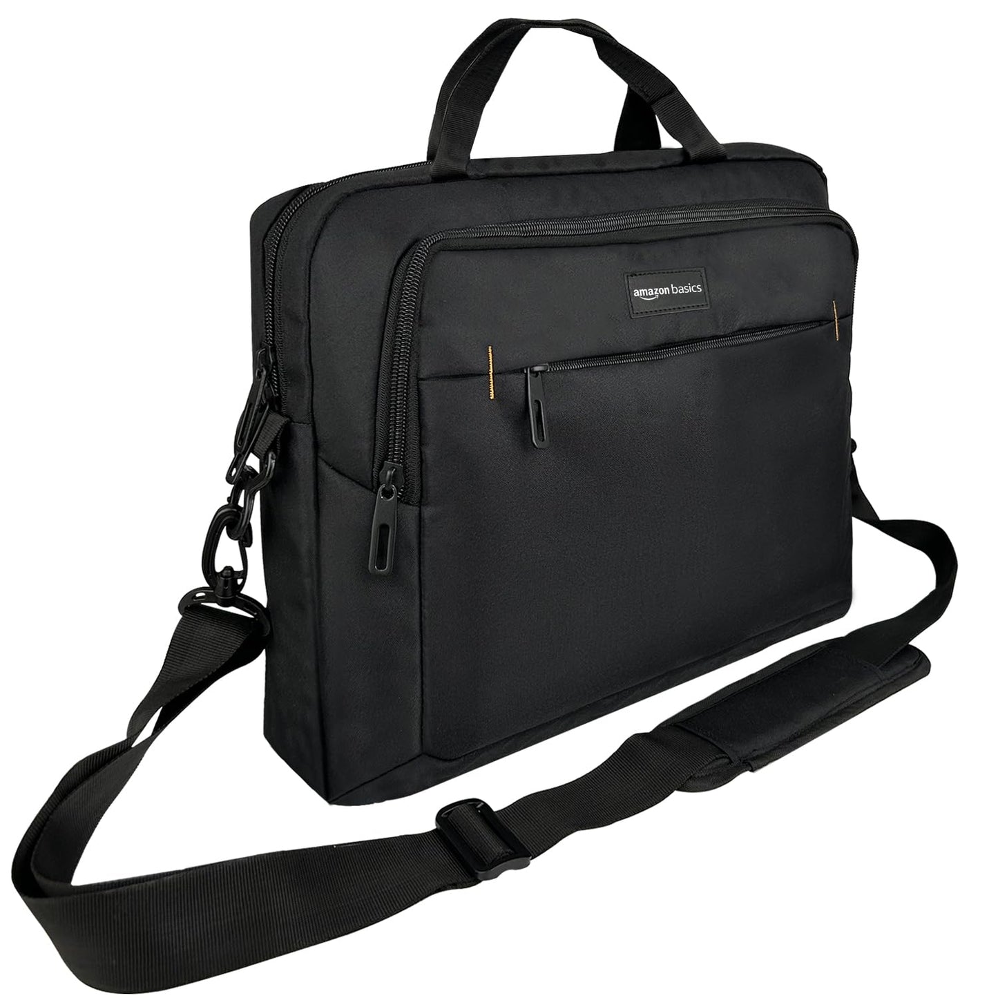 Amazon Basics- kompakte Laptoptasche, Umhängetasche/Tragetasche mit Taschen zur Aufbewahrung von Zubehör, für Laptops bis zu 15,6 Zoll (39,6 cm), Schwarz, 1 Stück