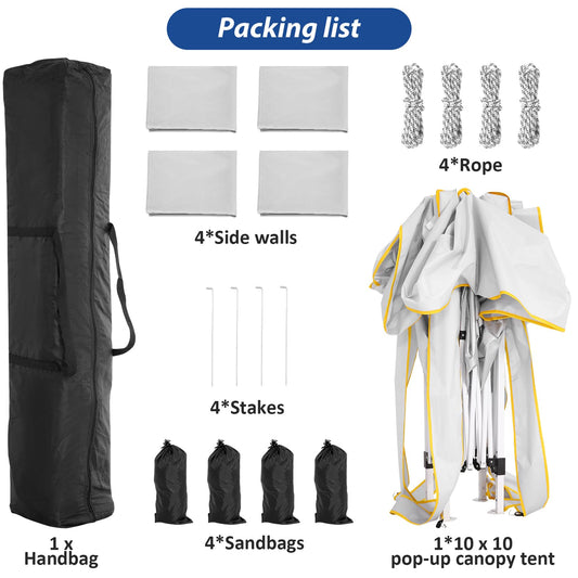 COBIZI Pavillon 3x3 Wasserdicht Stabil Winterfest Pop Up Faltpavillon Partyzelt mit 4 Seitenwänden und 4 Sandsäcken UV-Schutz 50+ Gartenpavillon für Strand Hochzeit Camping, Weiß