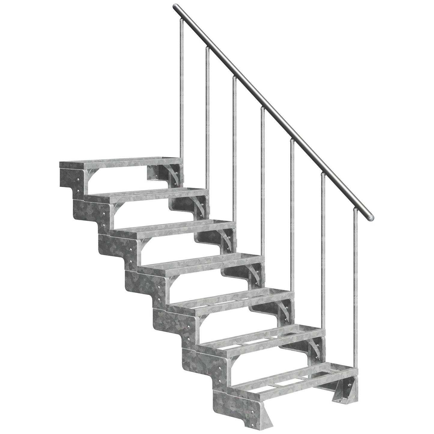 DOLLE Außentreppe Gardentop mit 7 Stufen | Geschosshöhe 126-154 cm │ Stufenauflage Einlegestufen │ Stufenbreite: 100 cm | mit Einzelstabgeländer