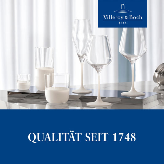 Villeroy & Boch – Manufacture Rock blanc Whisky-Tumbler Set 4 teilig Weiß, Whiskeybecher, Whiskey Gläser Set, Bargläser, Außergewöhnliche Gläser, Handbemalte Whiskeygläser, Kristallglas