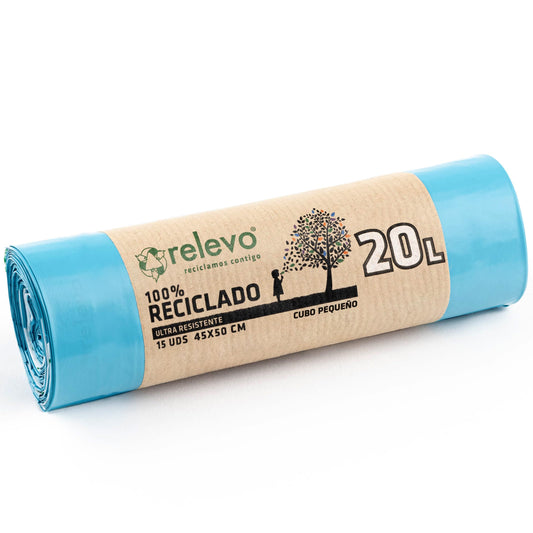 Relevo 15 Stück Mülltüten 10/20 L - 100% Recycelt Müllbeutel