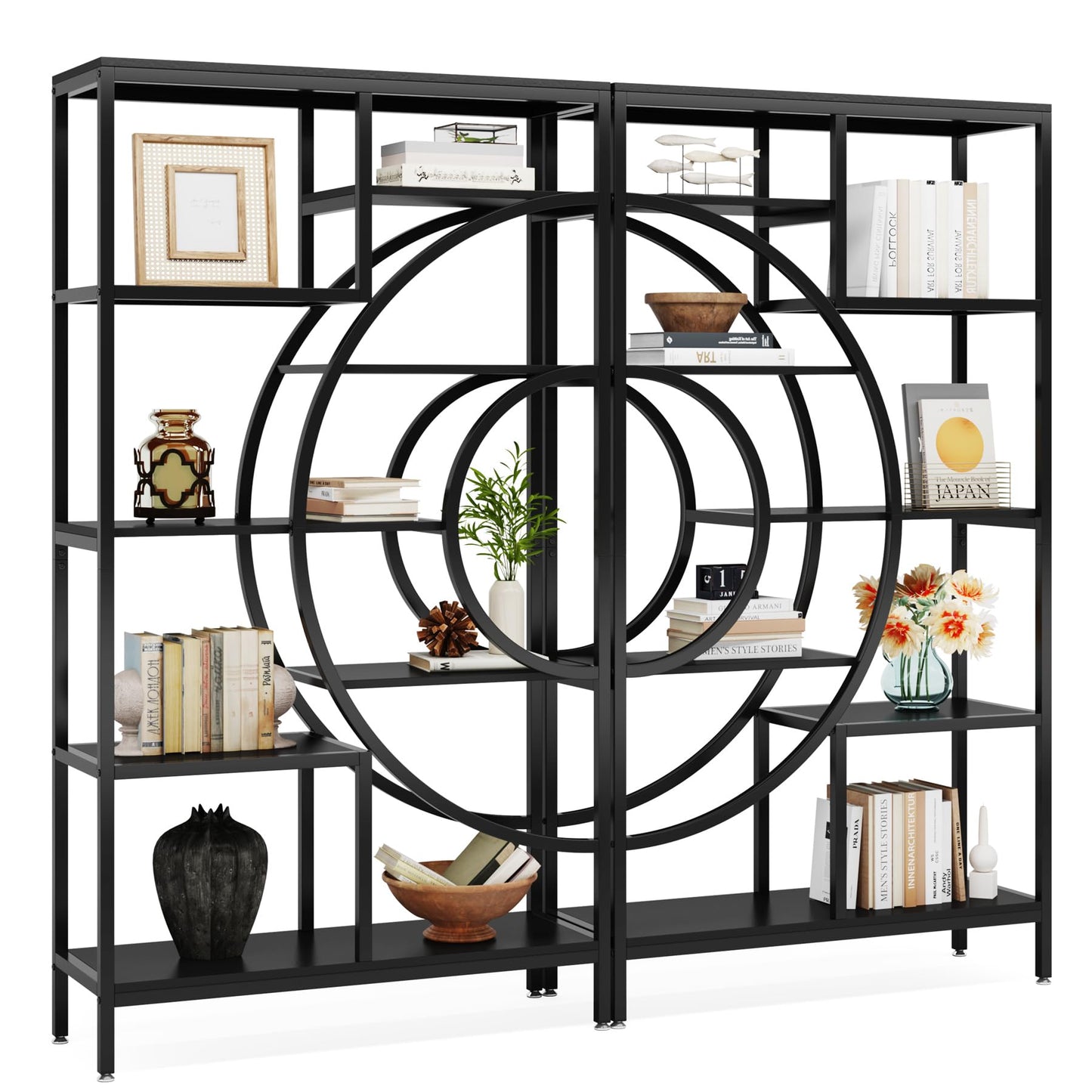 Tribesigns Geometrisches Bücherregal 179 cm, 8-stufiger Industrieller Bücherschrank