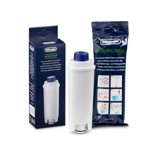 De'Longhi Original Wasserfilter DLSC002 - Zubehör für De'Longhi Kaffeevollautomaten mit Wasserfilter,Pflege und Schutz der Maschine,optimiert die Kaffeequalität und schützt vor Kalk,‎0.5 L,Weiß,1 Pack