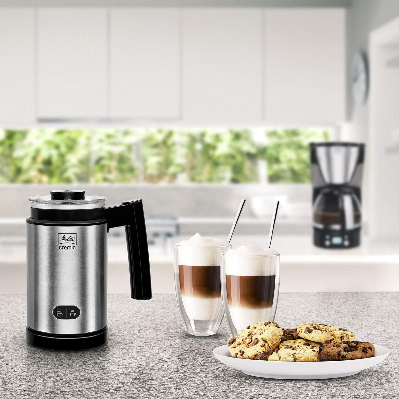 Melitta, Milchschäumer, Für kalte und warme Milch, Antihaftbeschichteter Behälter, CREMIO, Edelstahl, 1014-03, 215638